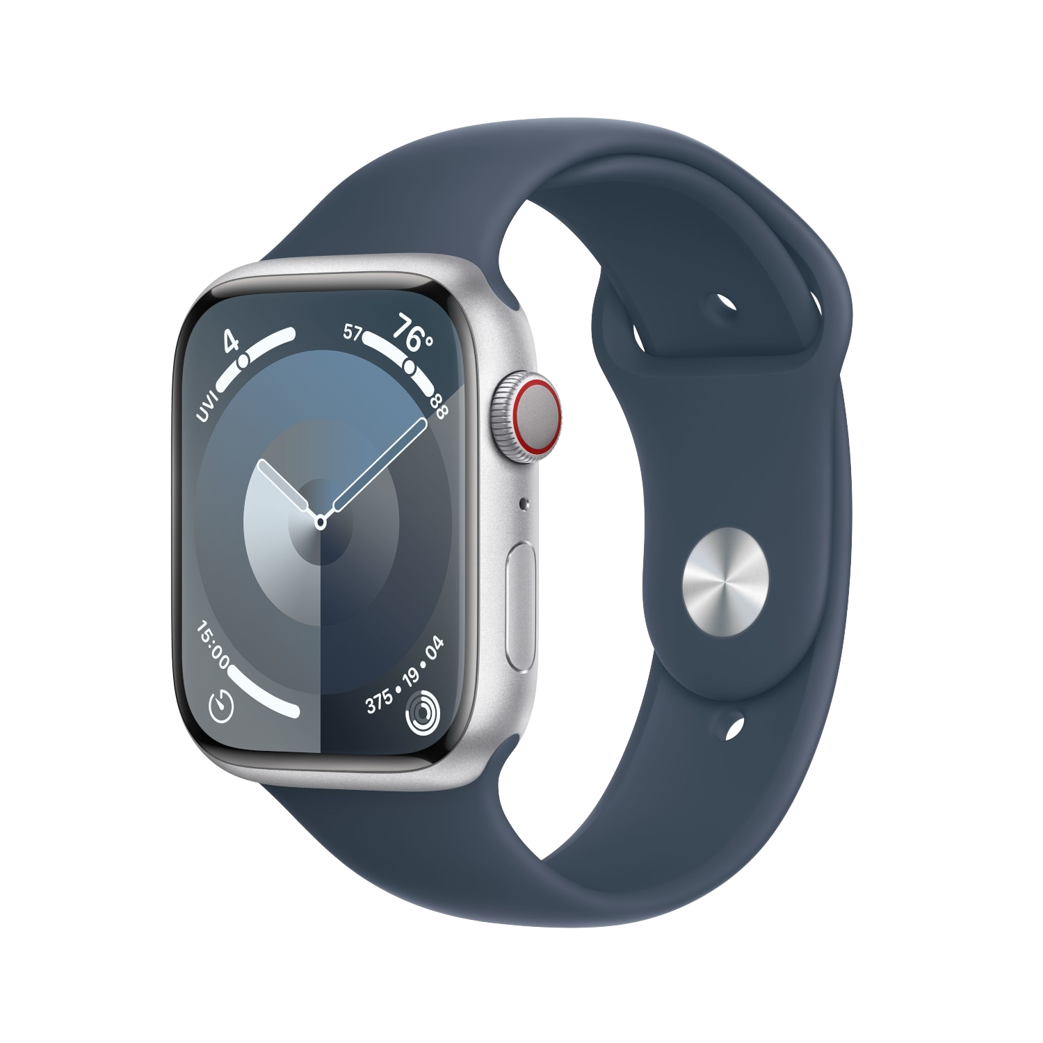 Aanbieding Apple Watch Series 9 Cellular 45 Mm Zilver Aluminium Case/stormblauw Sport Band - S/m - 0195949024580