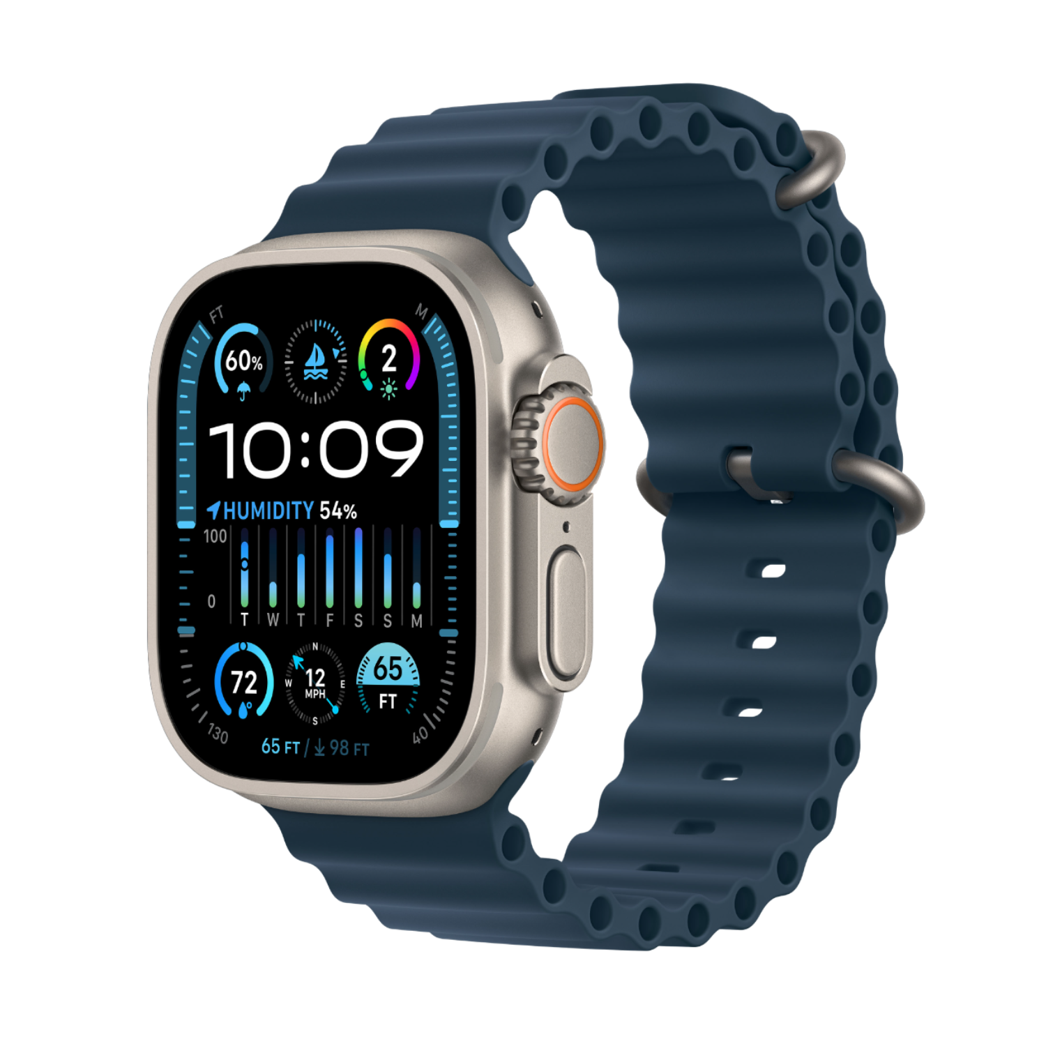 Aanbieding Apple Watch Ultra 2 GPs + Cellular 49 Mm Titanium Case/blauwe Ocean Band - 0194253826118